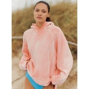 NWOT Anthropologie Daily‎ Practice Oh So Good Hoodie Sweatshirt XS  Coral